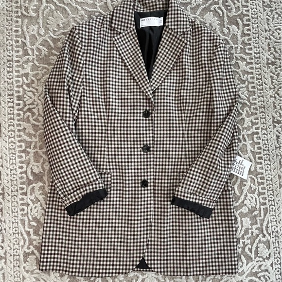 NWOT ASOS Long Line Checked Boy Blazer - Picture 7 of 15